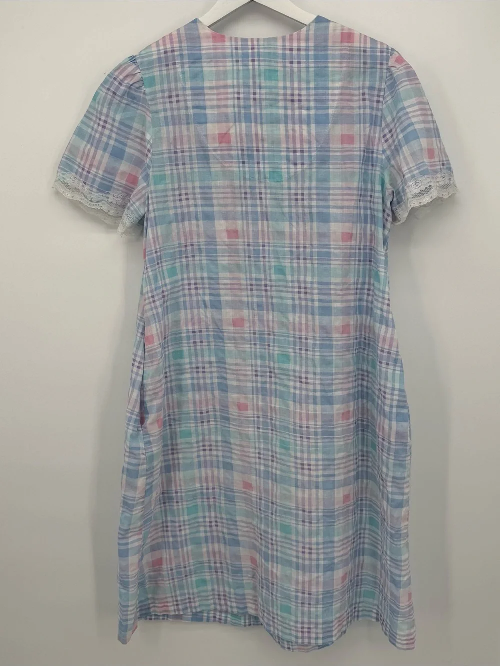 Vintage Flawed Nightgown Bundle Lot of 3 Pink Plaid Size Medium & Large Repair - Picture 9 of 16